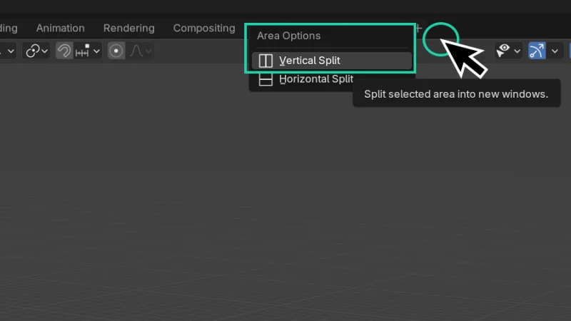 creating a vertical split screen in the 3d viewport in blender