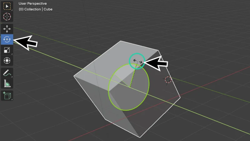 rotating a 3d cube mesh using the rotate tool in blender