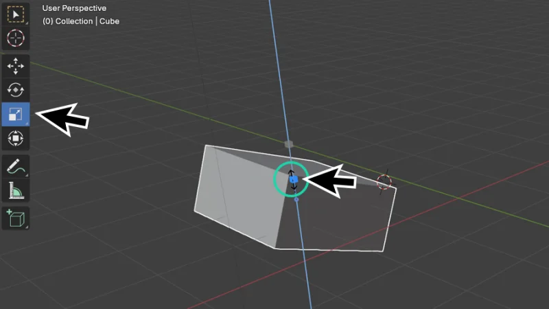 scaling a 3d cube mesh using the scale tool in blender