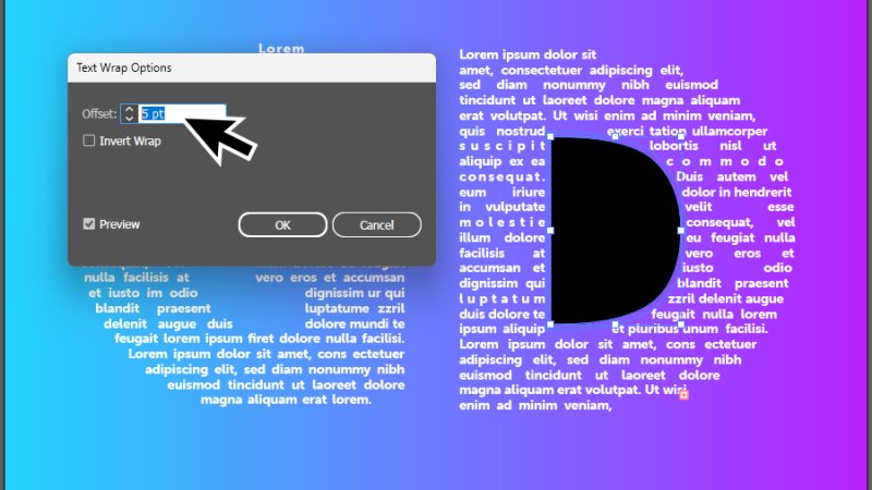 setting text wrap offset value in illustrator