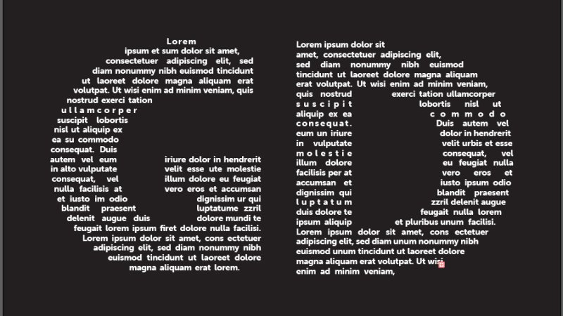 typography object over black background in illustrator