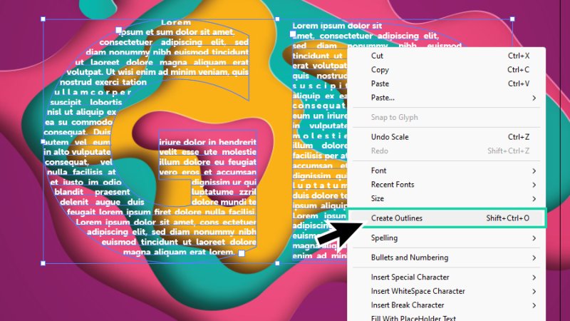 create outlines command highlighted in illustrator