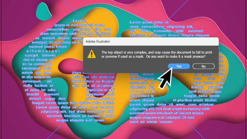 alert message highlighted in illustrator