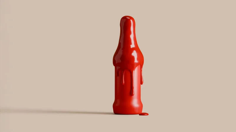 3d model of a ketchup bottle with texture and lighting detail