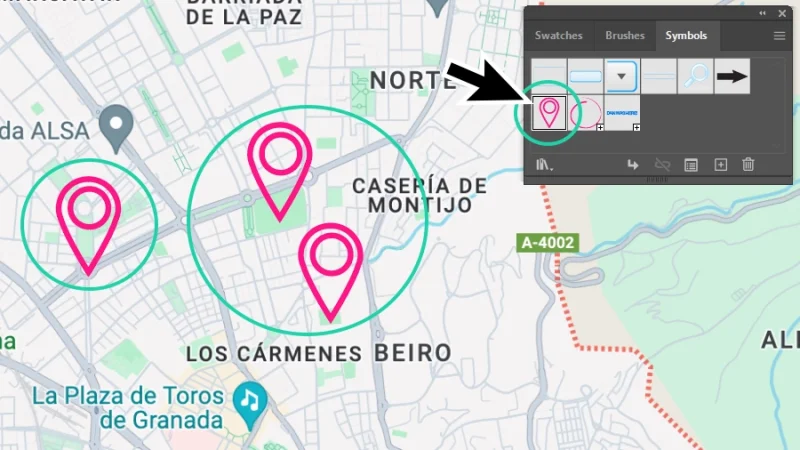 updated location marker symbol and instances in adobe illustrator